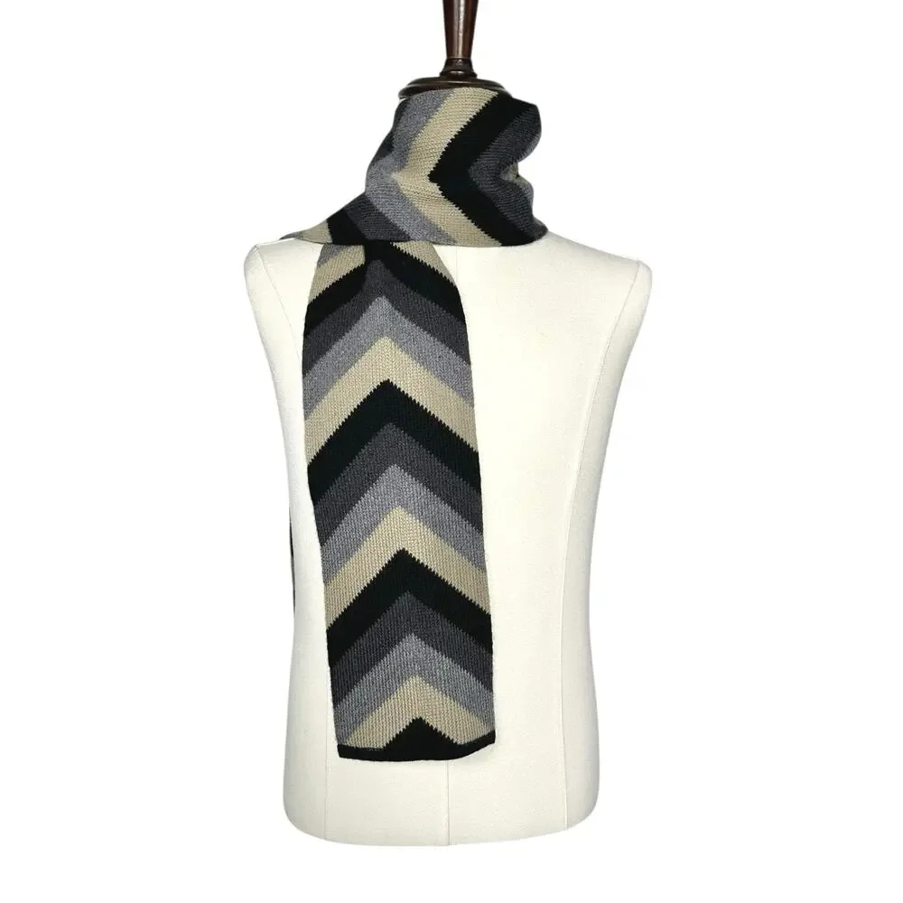 Banana Republic | Men | 100% Wool Navy Neutral Chevron Classic Knit Scarf | OS